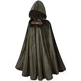 LMYOVE Men Hooded Cloak, Adult Medieval Renaissance Costume with Hood, Velvet Cape Halloween Dress Up