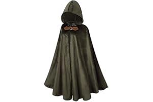 LMYOVE Men Hooded Cloak, Adult Medieval Renaissance Costume with Hood, Velvet Cape Halloween Dress Up