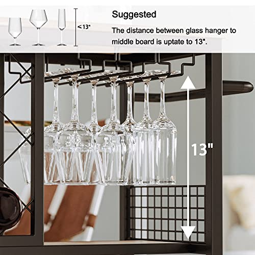 IRONCK Wine Rack Table, Industrial Bar Cart on Wheels Kitchen Storage