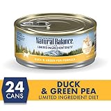 Natural Balance L.I.D. Limited Ingredient Diets Wet Cat Food, Duck & Green Pea Formula, 5.5 Ounce Can (Pack of 24), Grain Free