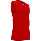 DEVOROPA Youth Boys Football Baseball Padded Compression Shirt Chest Protector Softball Lacrosse Rib Heart Sternum Guard