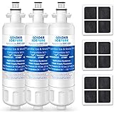 GOLDEN ICEPURE LT700P NSF Certified Refrigerator Water Filter, Compatible with LG LT700P, ADQ36006101, and LT120F, Kenmore Elite 469918 Water Filter and Air Filter Combo (3-Pack)