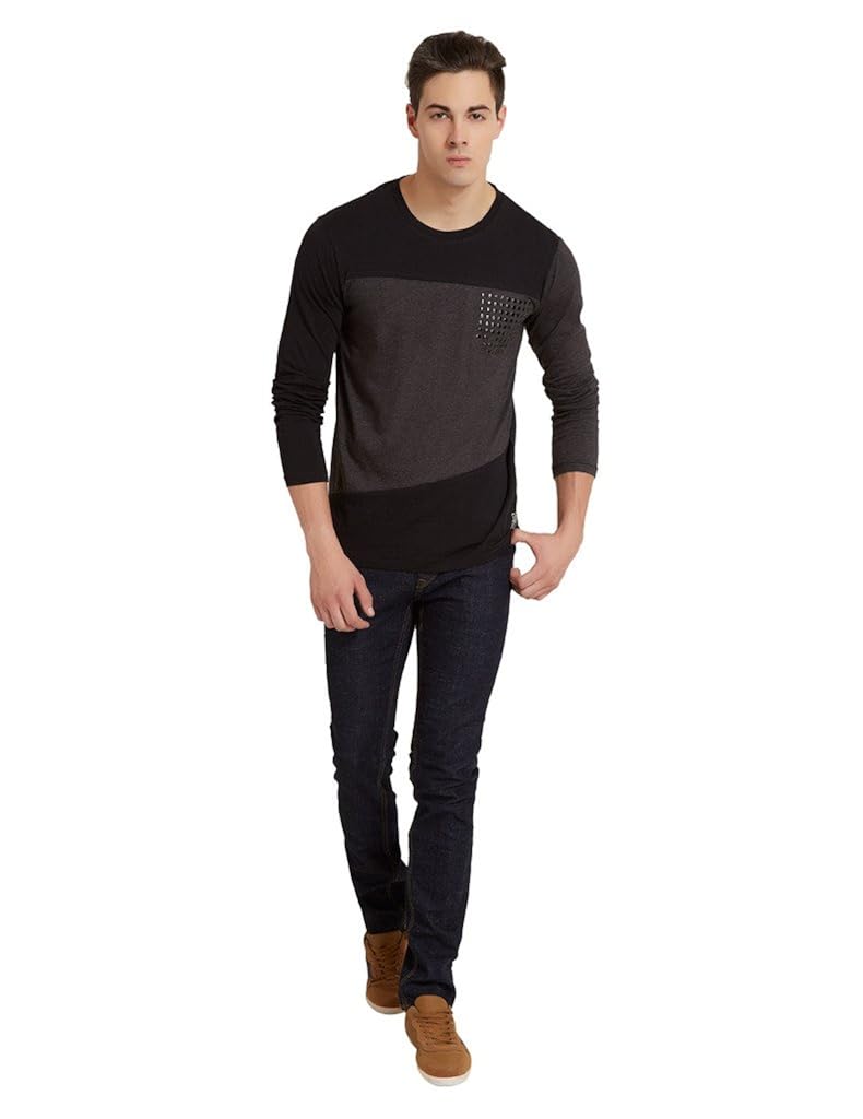 elaborado men's round neck tshirt - black