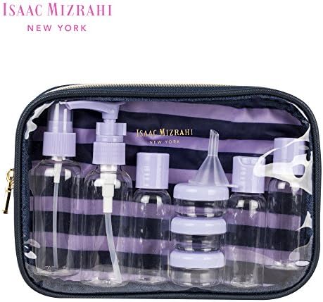 Isaac Mizrahi Fashion Printed 11Pc Toiletries Container Travel Kit, Purple Stripes