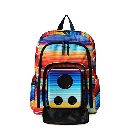 Bluetooth Speaker Backpack with 15-Watt Speakers & Subwoofer for Parties/Festivals/Beach/School. Rechargeable, Works with iPhone & Android (Rainbow, 2018 Edition)