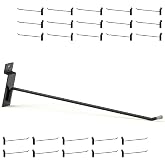 BFPeaky 12 Inch Black Slatwall Hooks, 25PC | 30 lb Capacity Heavy Duty Slat Wall Hanging and Display Hooks for Retail, Garage, Hardware Store &amp; Tool Organization