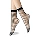 EPEIUS 4 Pairs Women's Lace Fishnet Ankle Socks,Stylish Black/White + Hollow Out,Shoe Size 5-8.5