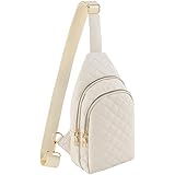 EMBRUNIOICE PU Leather Sling Bag for Women Quilted Crossbody Sling Backpack for Cycling Hiking Travel