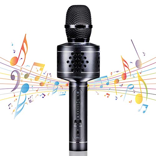 Wireless Bluetooth Karaoke Microphone, MIANOVA Bluetooth Microphone Machine for Kids , Portable Microphone and Speaker System for Home KTV Outdoor Family Party Music,for iOS & Android Smartpho (Black)