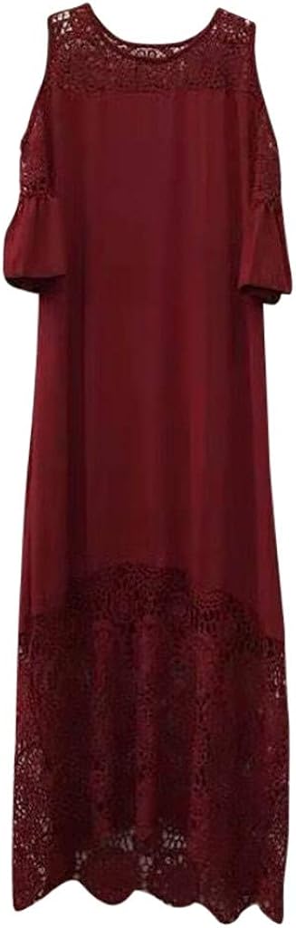 LONGDAY Women's Plus Size Lined Elegant Shift Dress with Scalloped Lace Hem Women Plus Size Formal Dress Bridesmaid