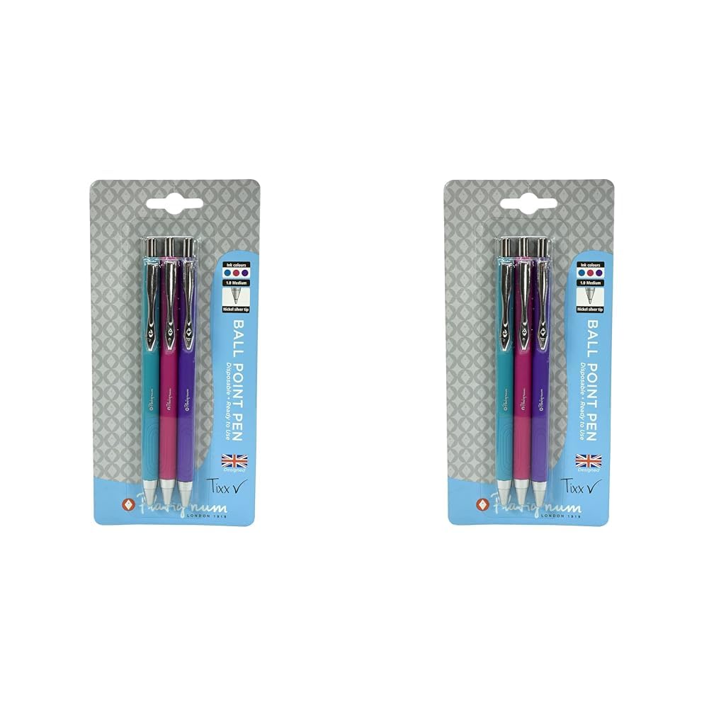Platignum Tixx Multicoloured Ballpoint Pen [Pack of 6] Soft Grip Barrel with Hybrid Gel Ink for Smudge-Free and Ultra-Smooth Writing [50502]