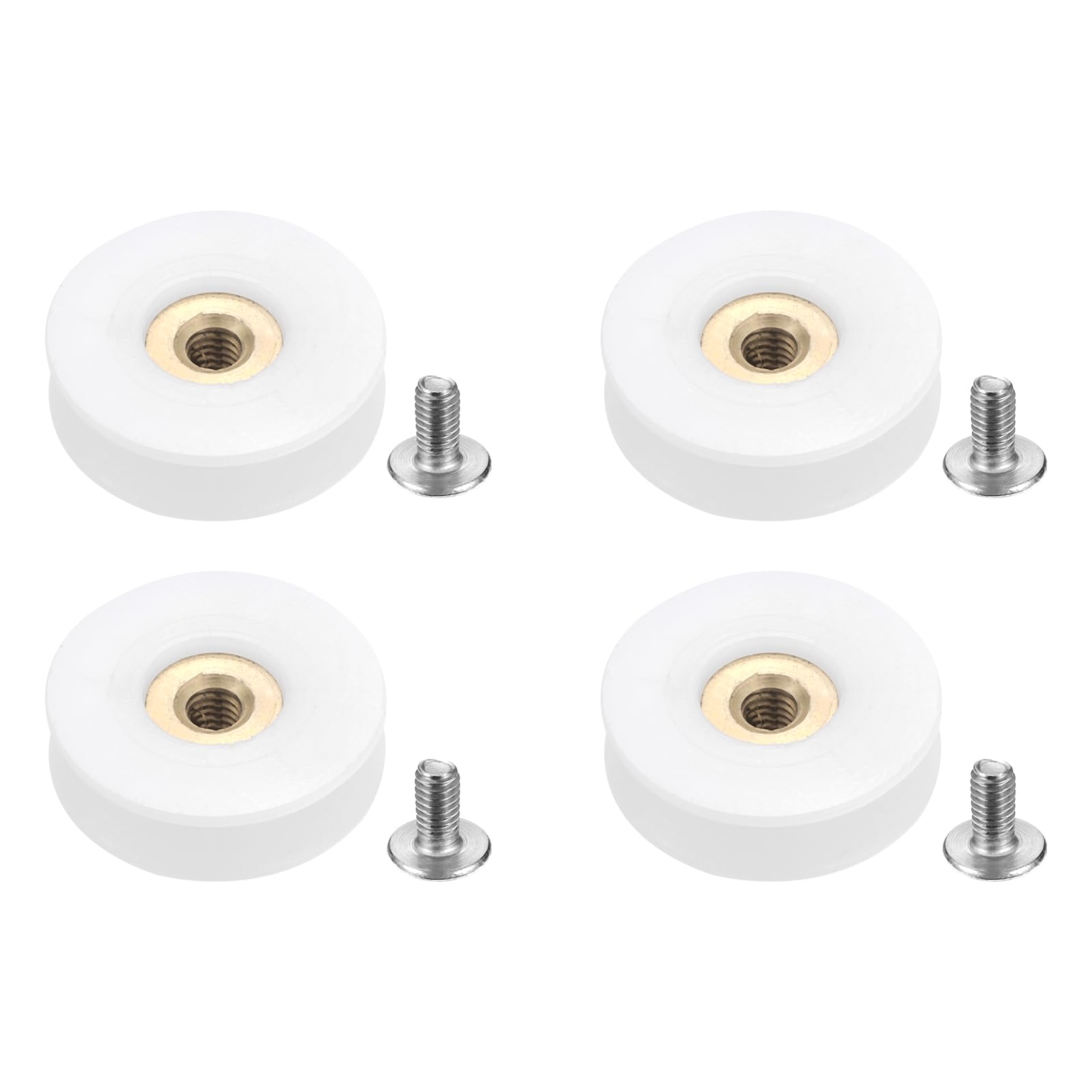 PATIKIL Shower Door Rollers 22.5mm/0.8", 4 Pack Glass Door Runner Sliding Shower Door Grooved Wheels for Bathroom Glass Sliding Door, White