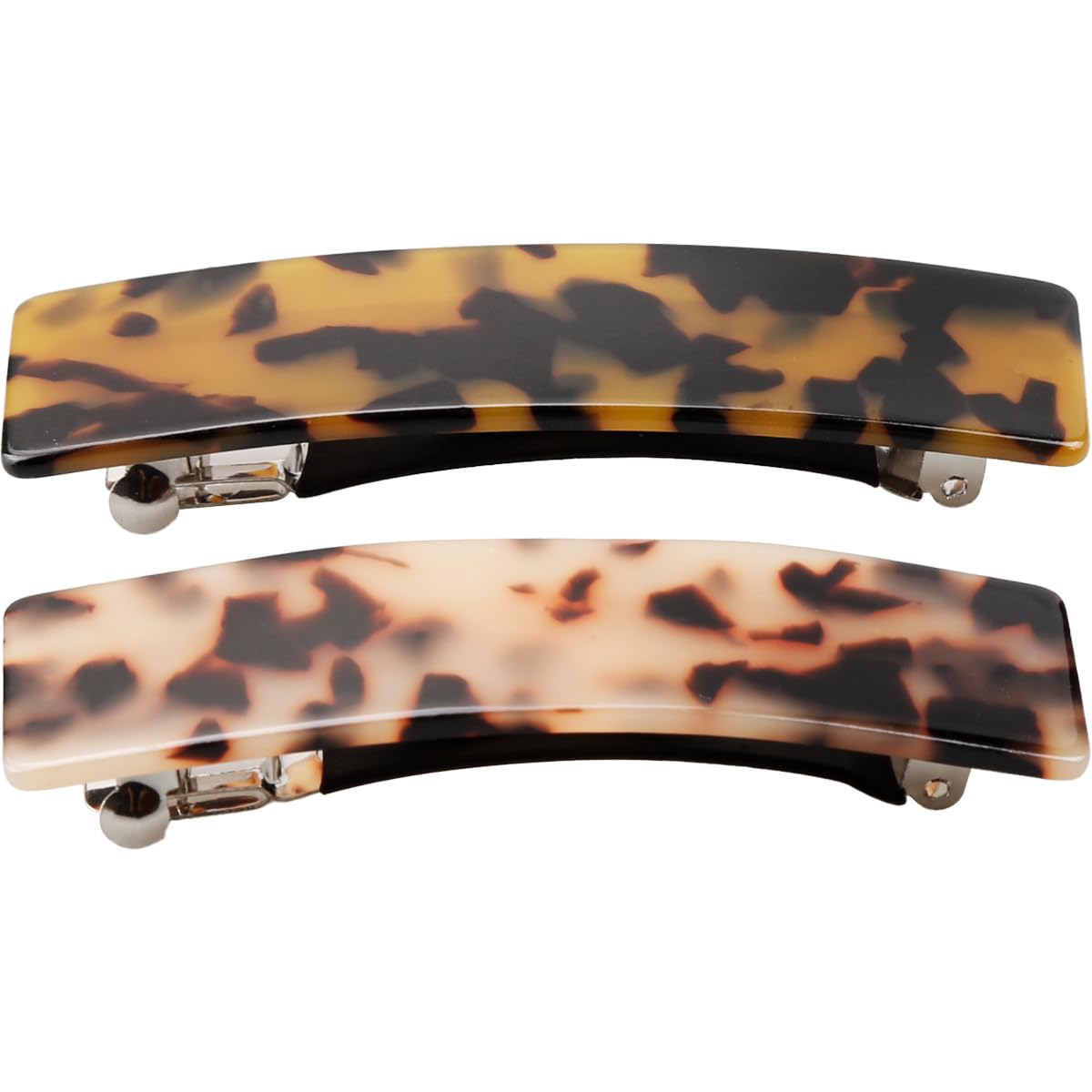 2Pcs Hair Barrettes for Women, GLADFRESIT French Style Tortoise Shell Hair Clips, Large Rectangle Barrette Hair Accessories