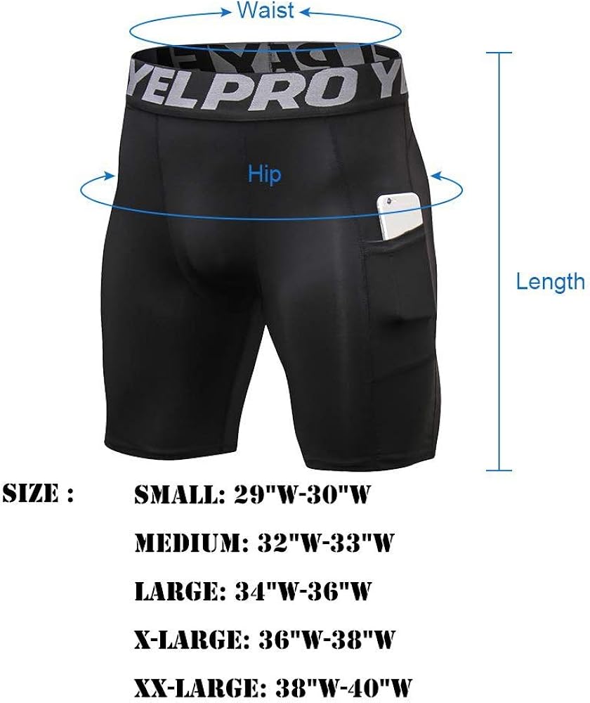 Lixada Men's Compression Shorts Pants Sports Baselayer Tights Active Workout Underwear Leggings with Pockets : Clothing