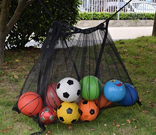 Sports Balls Storage Bag,Pool Storage Bag,Jumbo Size Hanging Organizer Mesh Bag for Pool, Gym, Floats, Soccer,Basketballs, Kids Inflatable Toys, Swim Rings, Yoga,Garbage (Black-XXL)