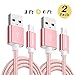 Amicool USB Type C Cable to USB 3.0 Cable Nylon Braided Sync Cord Combination (2-Pack 6ft/3ft) for Samsung Galaxy S8/S8 Plus, Nexus 6P/5X, Pixel XL, LG G5/V20,Apple Macbook and More (Rose Gold)