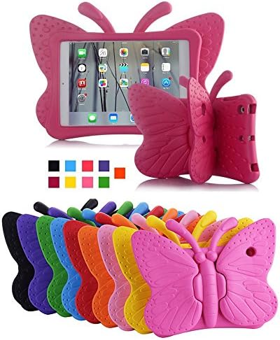 BNIIY Ipad 5/6/Air/Air 2 Case, Kids Light Weight Cute Butterfly Design Shock Proof EVA Foam Series Case Compatible for Ipad 5/6/Air/Air 2(rose)
