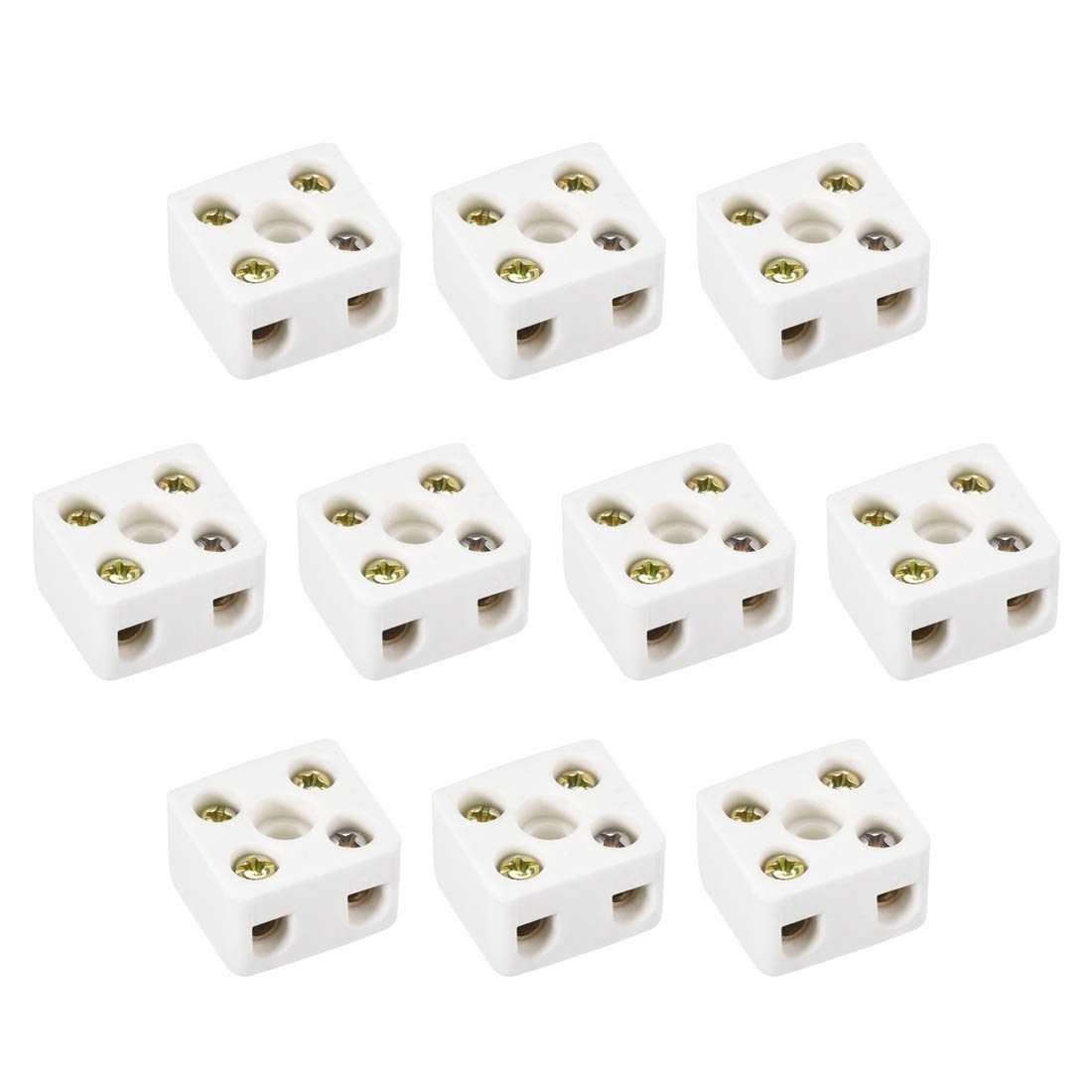 TA-VIGOR 2 Way Ceramics Terminal Blocks, 10A High Temp Porcelain Ceramic Wire Connectors, Insulation Frequency Connector for Electrical Wire Cable 10Pcs