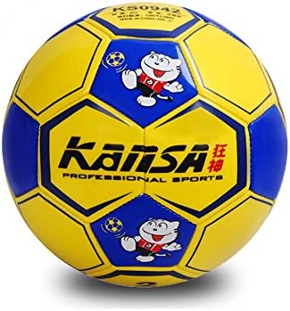 KANSA Sports Children Mini Thicken Soccer Ball Size 2 Kids Play Training Sport Machine stitching Football ball (Blue/Yellow)