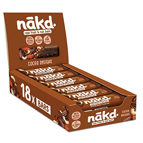 Nākd. Delizia al Cacao | Barrette Raw con Frutta e Frutta Secca | 18 x 35g