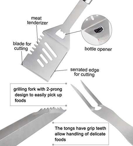 Grilljoy 20pcs BBQ Grill Tools Set, Stainless Steel Accessories in Aluminum Storage Case, Complete Outdoor Grilling Barbecue Utensils, Prefect Birthday Gift for Man