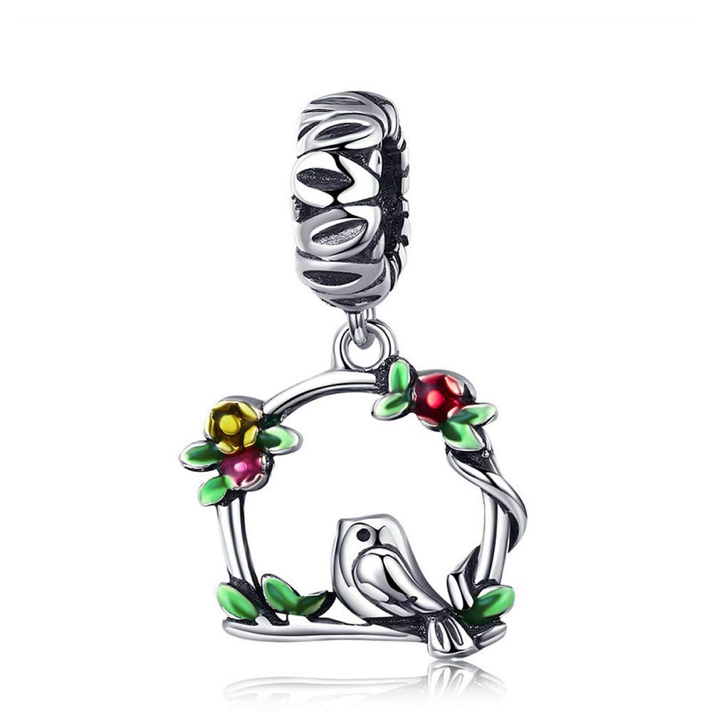 Bijoux Blu Spring Bird Cage 100% 925 Sterling Silver Herald Of Spring Bird Cage Pendant Charm fit Women Bracelet DIY Jewellery Gift
