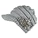 Women's Cable Knit Newsboy Visor Cap Hat with Sequined Flower Accent (Silver)