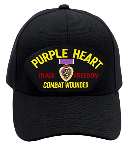 Patchtown Purple Heart - Iraqi Freedom Veteran Hat/Ballcap (Black) Adjustable One Size Fits Most