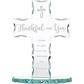 Autom Inspirational Gifts-Laser Engraved Standing Glass Cross, 7.13-Inch, Clear