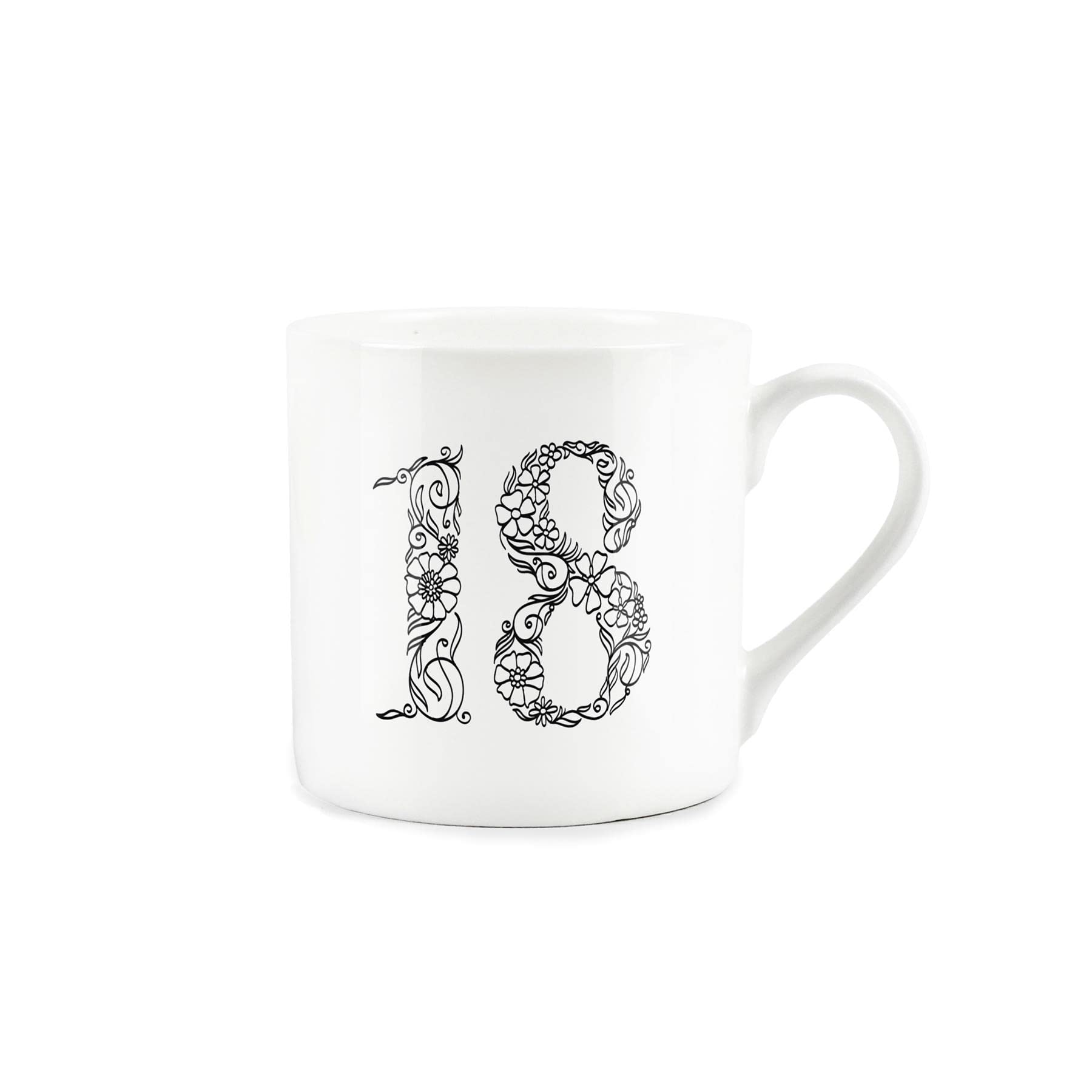 Purely Home 18th Birthday Mug - Bone China White Mug Coffee/Tea Present Birthday Celebration Gift