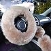 Yontree Fashion Fluffy Steering Wheel Covers for Women/Girls/Ladies Australia Pure Wool 15 Inch 1 Set 3 Pcs (Brown)