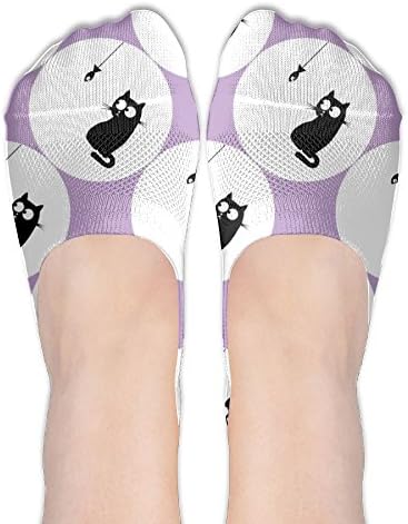 Fashion Black Cat Animal Women's Low Cut Boat Line Socks For Ladies For Jogging