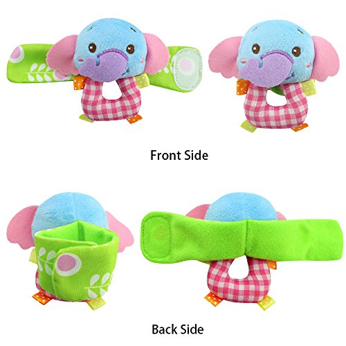 image for Suerbow Infant Baby Animal Wrists Rattle & Foot Finder Floor Socks Set