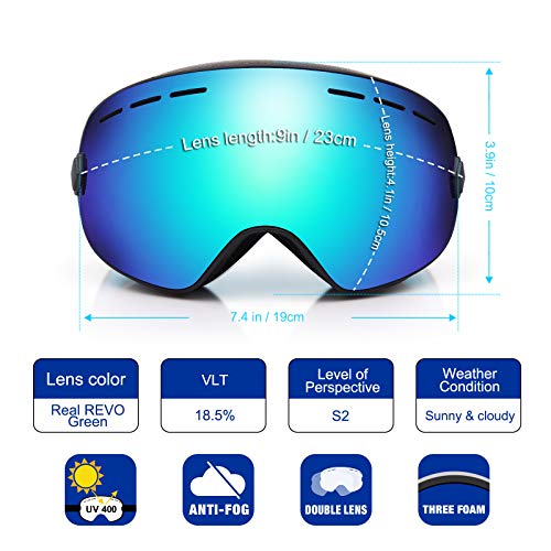 image for EXP VISION Ski Snowboard Goggles for Man Woman and Younth, OTG Snow Go