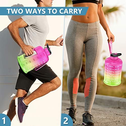 Large blue plastic gallon water jug with handle, priced at $21.99.