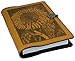Genuine Leather Refillable Journal Cover + Hardbound Blank Insert - 6x9 Inches - Sunflower, Marigold With Pewter Button - Made in the USA by Oberon Design