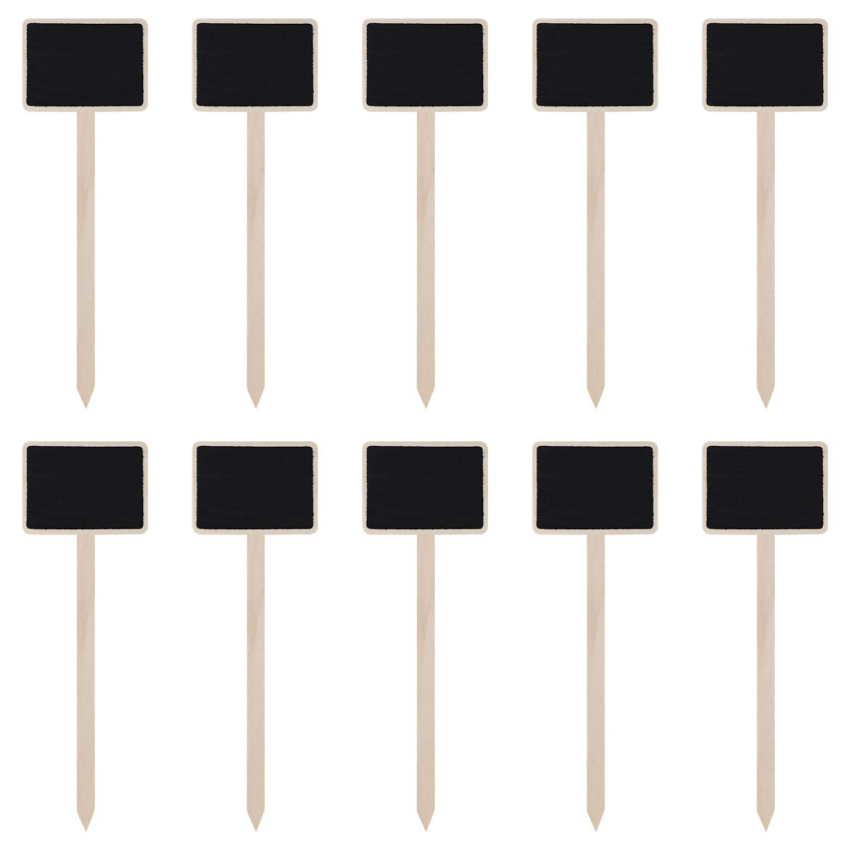 Healifty 10pcs Mini Wood Chalkboard Stakes Nursery Garden Plant Markers Tag Gardening Plant Herbs Flowers Vegetables Labels Signs