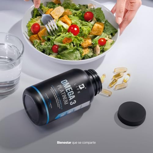 Omega 3 Aceite de Anchoa Salvaje con 180 Cápsulas de 1000 mg. Libre de Metales Pesados. Ingredientes Naturales. Omega 3 Platinum B Life.