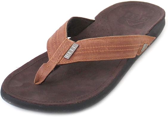 reef black leather flip flops
