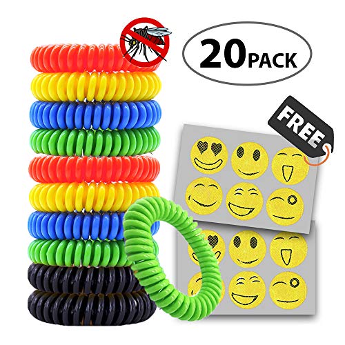 Duuda Mosquito Repellent Bracelet 20 Pack Plus 30 Free Patches, 100% Natural Insect Bug Repellent Bands, Pest Control for Kids, Adults, Adjustable Wristbands for Indoor and Outdoor