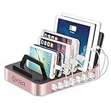 Okra 7-Port Hub USB Desktop Universal Charging Station Multi Device Dock for iPhone, iPad, Samsung Galaxy, LG, Tablet PC and all Smartphones and Tablets (Rose Gold)