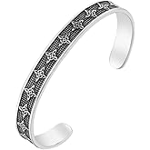 NIGHTCRUZ Witch Knot Cuff Bangle, Stainless Steel Bracelet with Magic Triquetra Trinity, Celtic Jewelry for Women