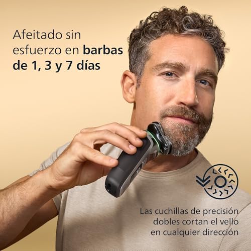 i9000 Prestige, Afeitadora Eléctrica Hombre, Máquina de Afeitar Barba en Seco y Húmedo, Tecnología SkinIQ, Base de Carga, Recargable, Estuche de Viaje, Centro de limpieza, XP9202/30