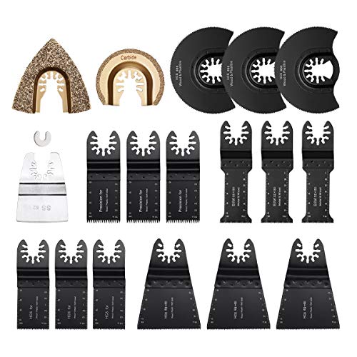 Powerextra 19 Metal Wood Oscillating Multitool Saw Blades Compatible with Porter Cable Black & Decker Bosch Craftsman Ridgid Ryobi Makita Milwaukee Dewalt Rockwell
