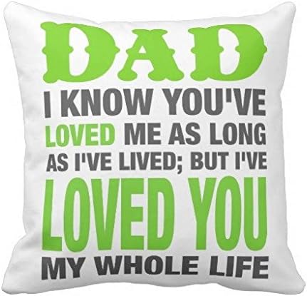 PupoP Dad I Love You My Whole Life Quote Cotton Canvas Square Decorative Throw Pillow Case Cushion Cover, 18" x 18"