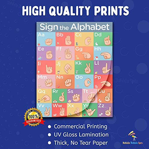 Sign Language Posters for Classroom 3 Pack ASL Alphabet Poster
