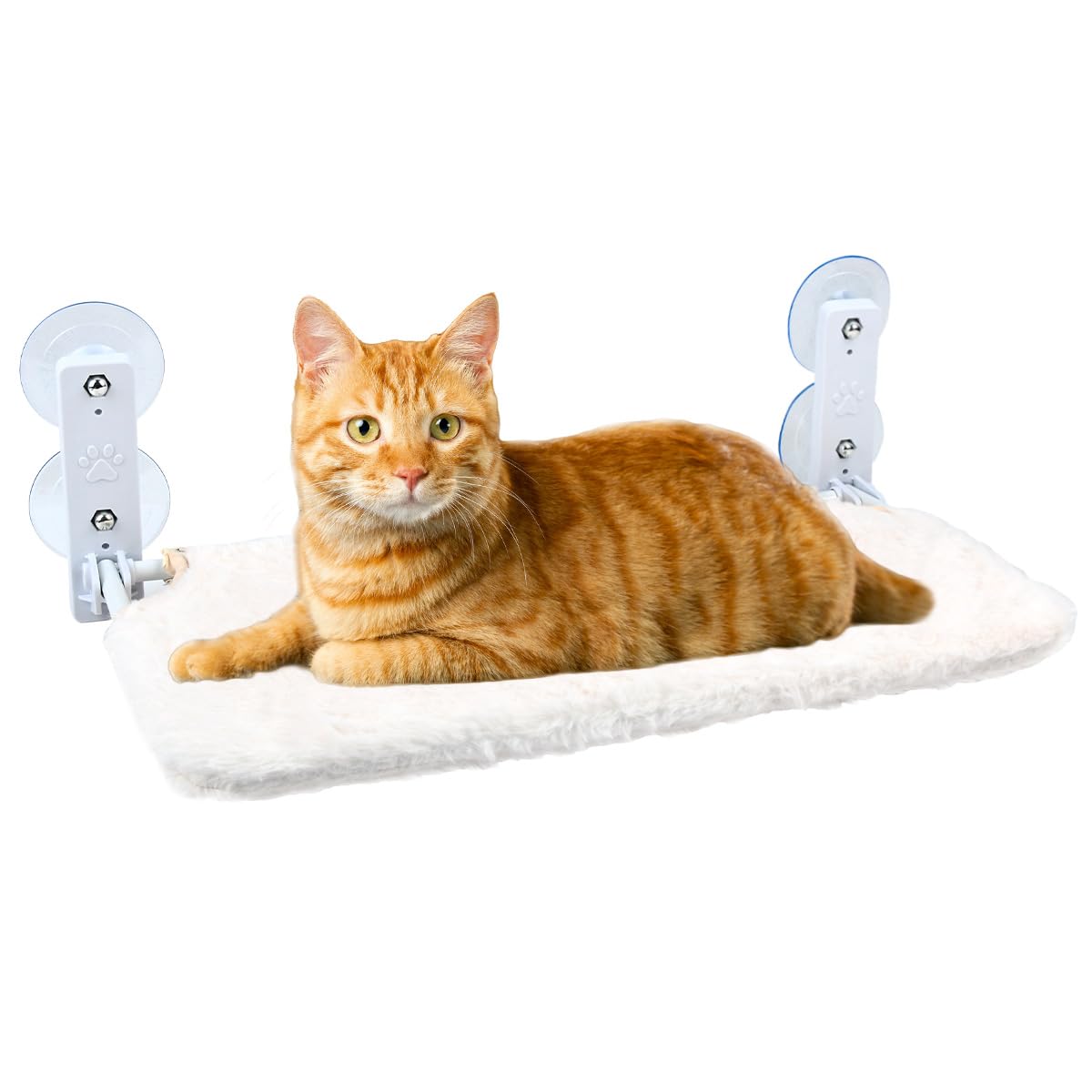 OctBird Plush Cat Hammock White,Cat Window Hammock,Kitten Bed,Cat Window Perches Rest for the Cats,Hanging Kitten Hammock