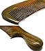 Meta-C Natural Green Sandalwood Wooden Comb - NO SNAGS, NO TANGLE, NO STATIC (Short Handle - Standard Tooth)