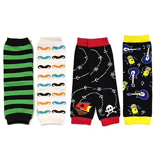 Dabuyu Baby Leg Warmers (Set of 4), Stripes, Moustache, Pirates, Rocker