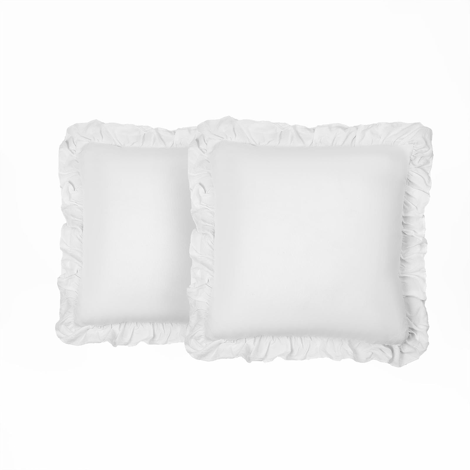 Highams Sofa Seat Cushions, Throw Pillow Scatter Cushions 45x45 Cushion Soft Decorative Sofa Chair Lounger, Faux Linen Frill - 2 Pack White
